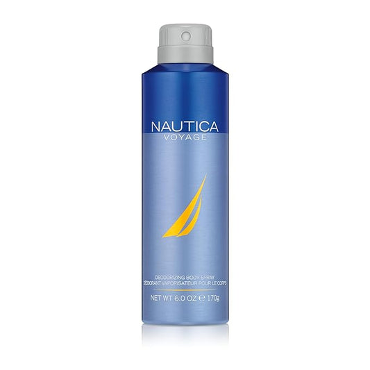 Nautica Voyage Deo Body Spray 6 fl oz (Pack of 1), Notes of Apple, Cedarwood, Mimosa, Men's Fragrance, Long Lasting, Everyday Fragrance