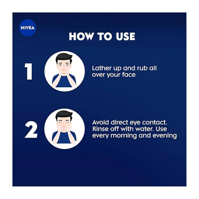 NIVEA Men Hydra Max Ocean Power Face Wash Gel 100ml | Deep Cleansing with Vitamin E & Menthol | Fights Oil, Unclogs Pores, Refreshes Skin | All Skin Types | Dermatologically Tested, Pack of 2