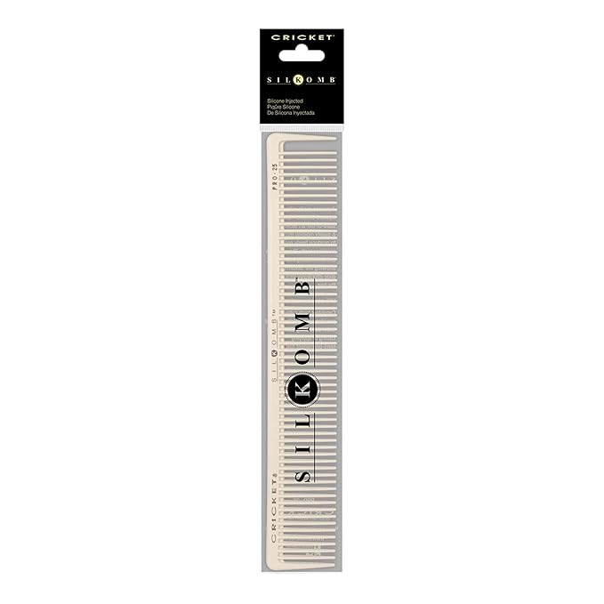 Cricket Silkomb Pro-25 Multi Purpose Hair Cutting Comb - Silicone-Injected, Seamless Teeth with Dual Tooth Pattern for Precision Cutting, Styling, Ideal for All Hair Types