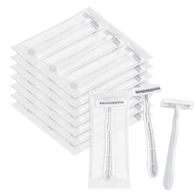 Disposable Razors, White Bulk Razors With Knife Caps, Individually Packaged, Razors In Bulk Suitable For Hotels, Shelters, Homeless People, Nursing Homes, Charities, Churches (150-PACK)