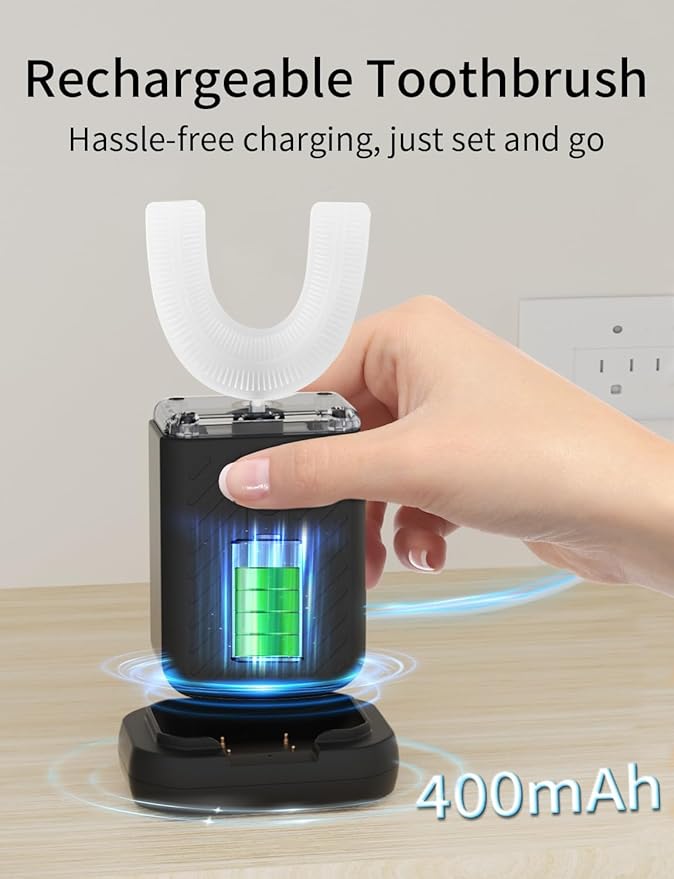U-Shaped Electric Toothbrush for Adults, Toothbrush with IPX7 Waterproof, Adult Electric Toothbrush with 4 Clean Modes