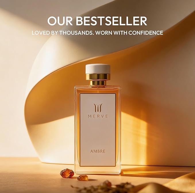 Merve Ambre Perfume For Women 3.4 oz | Premium Long Lasting Fragrance Luxury Scent | Jasmine, Honey, Floral, Fruity, Soft Spicy, Amber, Musk | Eau de Parfum