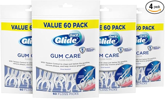 Oral B Glide Dental Floss Picks, Gum Care, 60 Count, Pack of 4