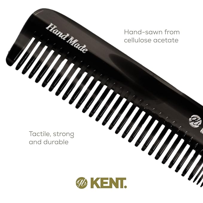 Kent 6T G Fine Tooth and Wide Tooth Hair Comb, Handmade Styling Comb for Hair Care, Barber Combs, Beard Combs For Men, Styling Grooming for Men, Women and Kids