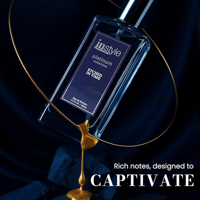 Instyle Fragrances Platinum Collection Etched in Time, Inspired by MFK’s Bacarat Roug.e 540, Premium Unisex Eau de Parfum, CLEAN, Vegan, Paraben-Free, Never Tested on Animals, 3.4 Fluid Ounces