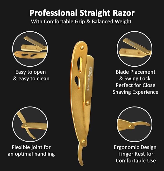 G4 Professional Straight Edge Razor for Men with 100-Pack Replaceable Derby Blades Barber Single Blade Shaving Razor -navajas para barbero