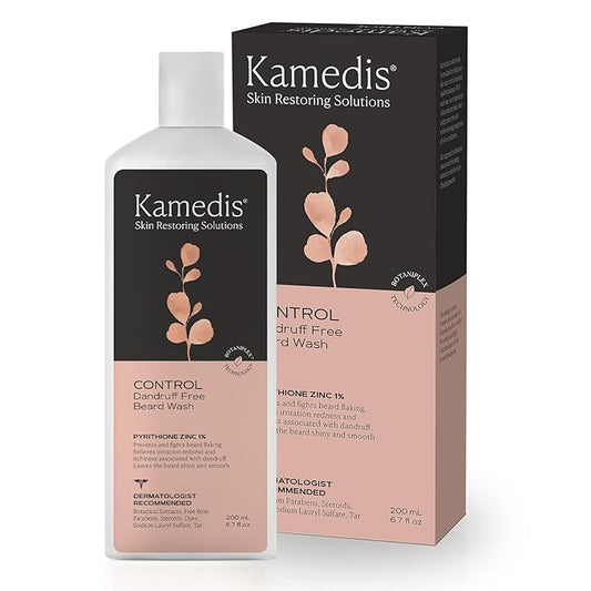 KAMEDIS Beard Wash - 6.7 Oz, Dandruff & Flake Free Ultimate Men's Shampoo, Contains Pyrithione Zinc & Salicylic Acid, Alleviates Itching & Irritation