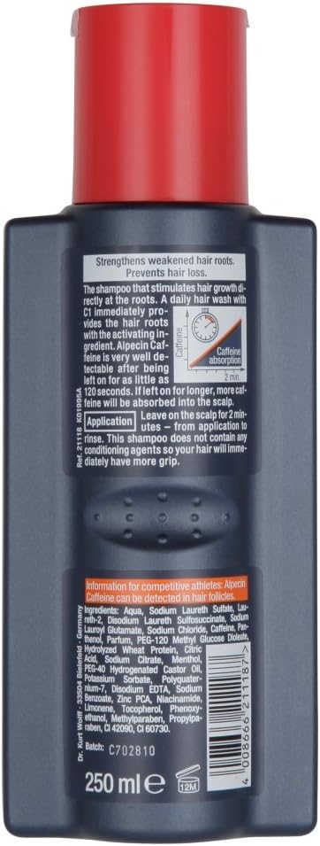 New! Alpecin Caffeine Shampoo C1 Fights Against Hair Loss & Stimulates Hair Roots 250ml Despatched 1st Class Post As Standard