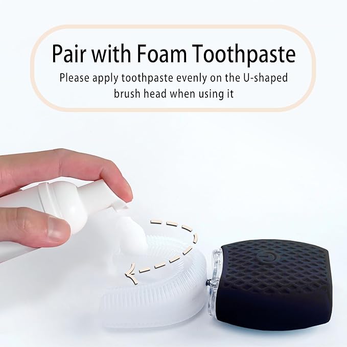 Automatic Toothbrush for Adults - Ultrasonic Electric Toothbrush Rechargeable Waterproof Design with Soft Bristles & 30s Timer Wireless Charging Portable Travel & Home Use (Black)