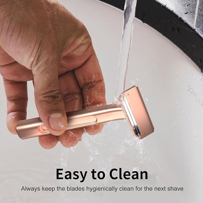 Razors for Women, Dual-Blade Safety Razor with Pivoting Head, Reusable Metal Shaving Razor, with 10 Double Edge Blades, Smooth Close Shave, Rose Glod