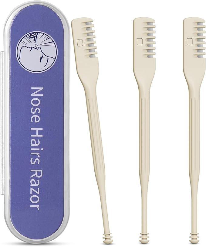 FVION Manual Nose Hair Trimmer (Pack of 3) - Rotating Nasal Hair Cutter with Ear Picker for Women and Men - Portable Nostril Hair Remover Tools