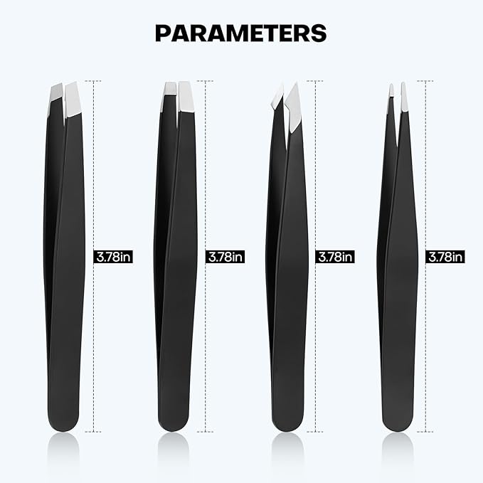 [4+1 Pack] Precision Tweezers Set with Travel Case, Professional Stainless Steel Eyebrow Tweezers for Women & Men, Multi-Purpose for Facial Hair & Ingrown Hair Removal