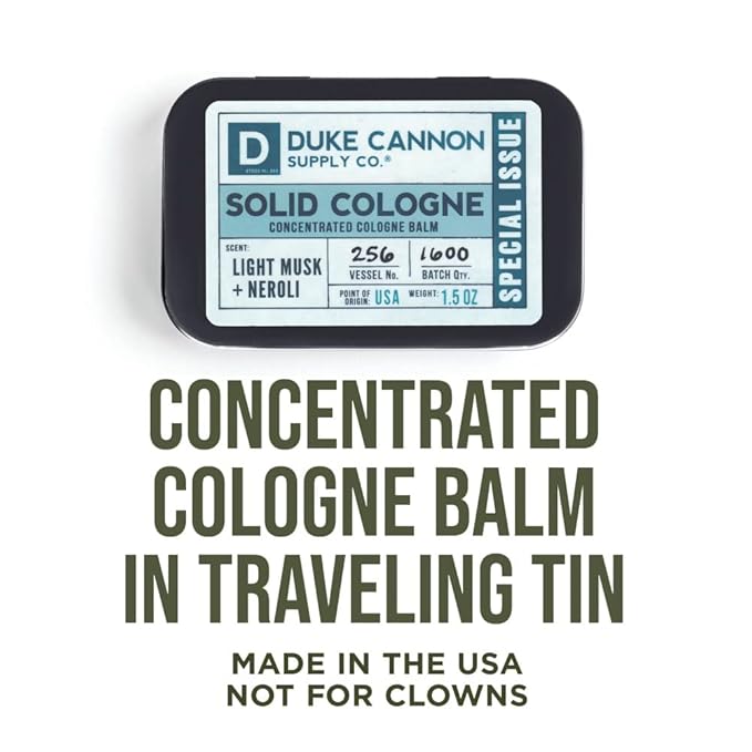 Duke Cannon Supply Co. Solid Cologne - Men's Concentrated Balm, 1.5 oz. (Light Musk + Neroli)