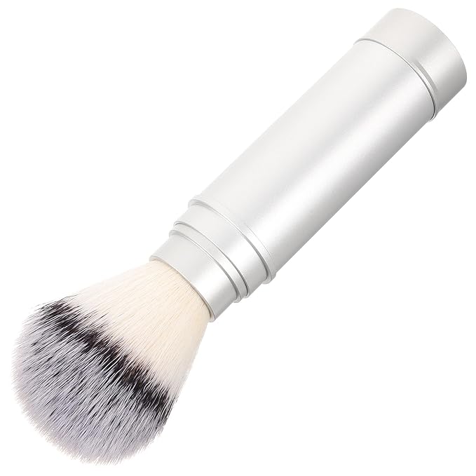 NOLITOY Portable Travel Beard Shaving Brush for Men, Nylon Bristle Face Cleaning Shave Brush with Metal Handle, Lightweight Grooming Tool for Travel and Daily Shaving