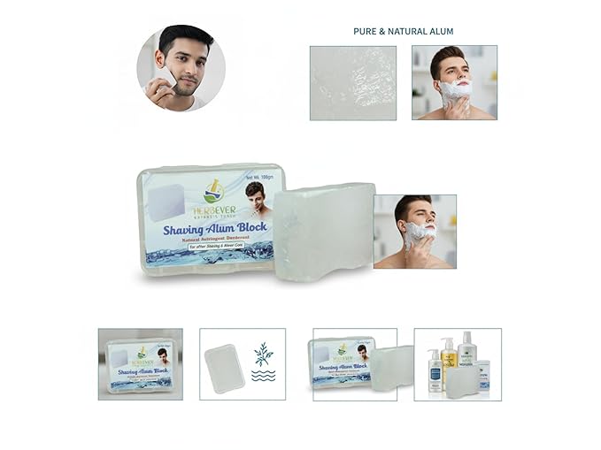 Aftershave Alum Block – Natural Unscented Shaving Stone for Men, Post-Shave Care for Sensitive Skin, Travel-Friendly with Durable Plastic Case & Hanging Option (100 g / 3.5 oz)