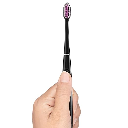 GUM Sonic Powered Toothbrush, Tapered Bristles Clean Below The Gumline, Bundle, Black, 1 Handle(1 Count) + 2 Refills 2 Count(Pack of 1)