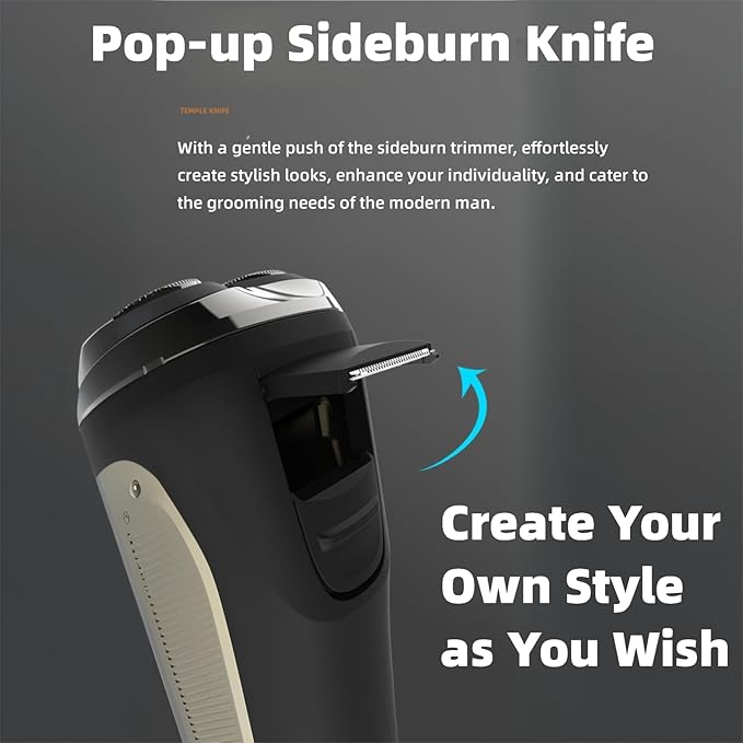Electric Razor for Men - 4D Rotary Shaver with Pop-up Trimmer, IPX6 Waterproof Wet & Dry Mens Face Shaver, 1-Hour Fast Charge, LED Display, Cordless Grooming Kit for Travel & Home
