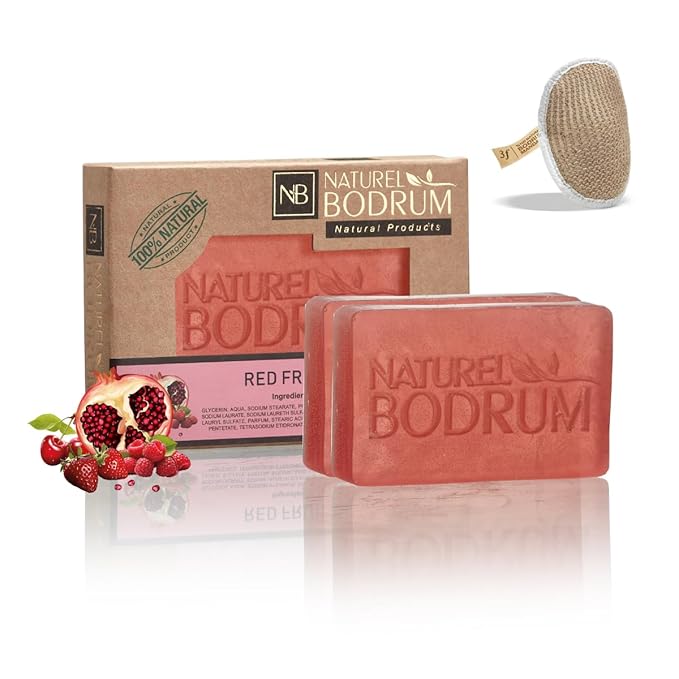 Red Fruits Organic Soap Bar for Women and Men, Pack of 2 Glycerin Soap Bars - Antioxidant Red Fruits Extract Bar Soap for Refreshed Skin - Natural & Vegan Spa Gift, for All Skin Types