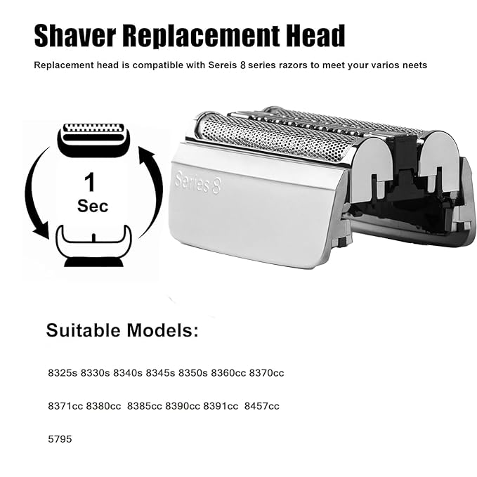 83M Replacement Shaver Head Compatible with Braun Series 8 Electric Shaver Wet and Dry,83M Replacement Foil & Cutter for Braun S8 Replacement Head Electric Razor Blades 8467 8370cc 8340s