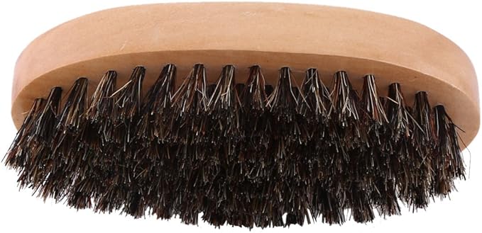Beard Brush, Men Faux Boar Bristle Wood Handle Military Pocket Mustache Beard Grooming Comb Brush