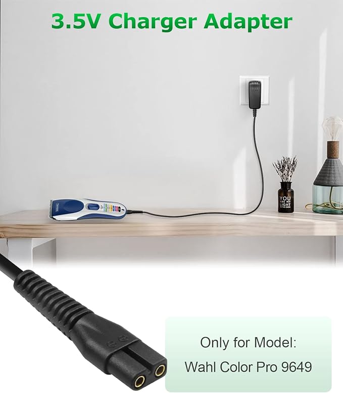 Wahl Charger 9649 Replacement for Wahl Color Pro Cordless Hair Clipper & Trimmer 9649, Arkare Hair Clipper Charger Cord AC Adapter for Whal 6.6FT (Only Fit for 9649)