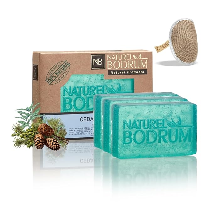 Cedar Sage Organic Soap Bar for Women & Men, Pack of 3 Glycerin Soap Bars - Skin Repair & Pore Cleansing Facial & Body Bar Soap with Vitamins C&E - Natural & Vegan Spa Gift, for All Skin Types
