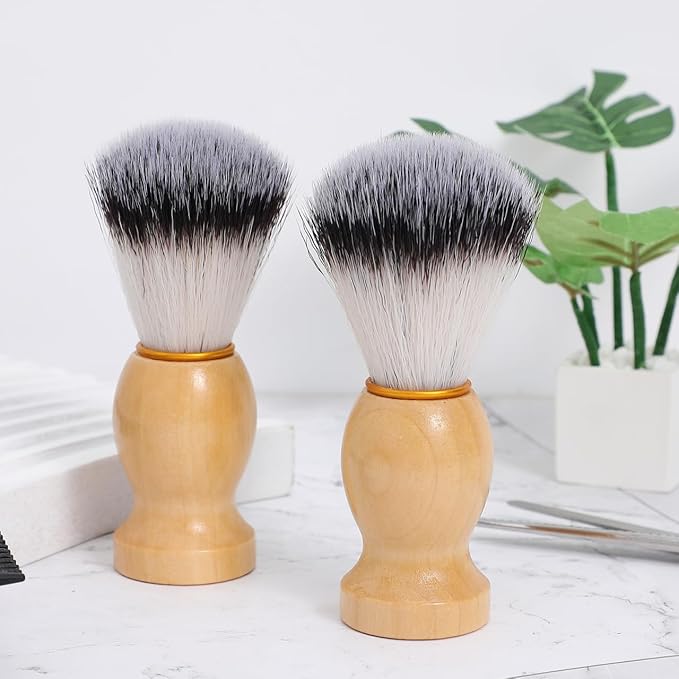 4pcs Soft Beard Shaving Brush Wood Handle Shave Accessory for Men for Beard Styling and Rich Creation Reliable Barber and Home Use