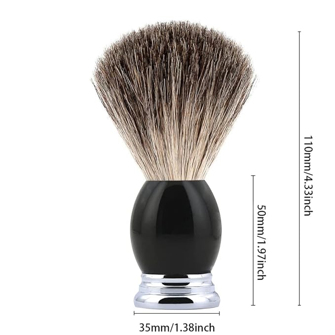 Grandslam Luxury Badger Shaving Brush Handmade Pure Badger Hair Brush with Black Resin Handle Heavy Alloy Base + Badger Bristle