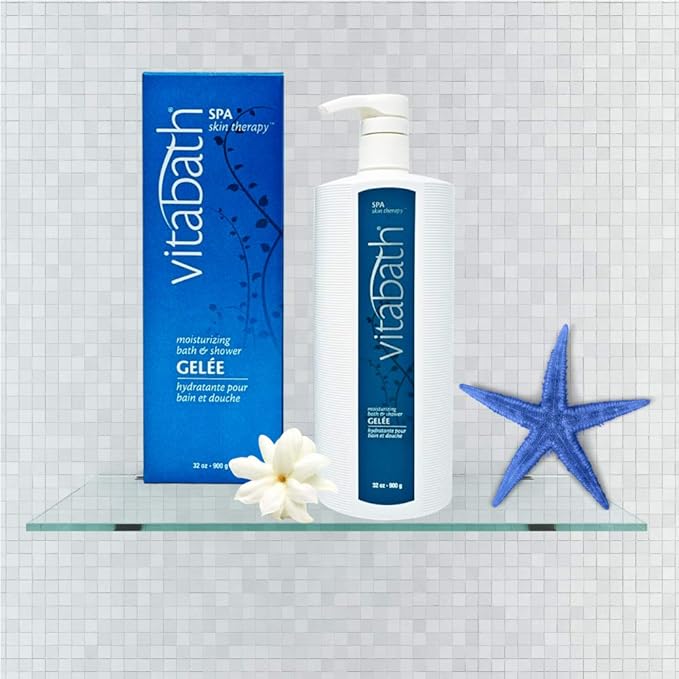 Vitabath Spa Skin Therapy Moisturizing Bath & Shower Gel Wash Nourishing Replenishing Oils Deeply Hydrate Dry Skin - Reviving Body Cleanser & Foaming Gelee Bath - Cruelty-Free - 32 oz