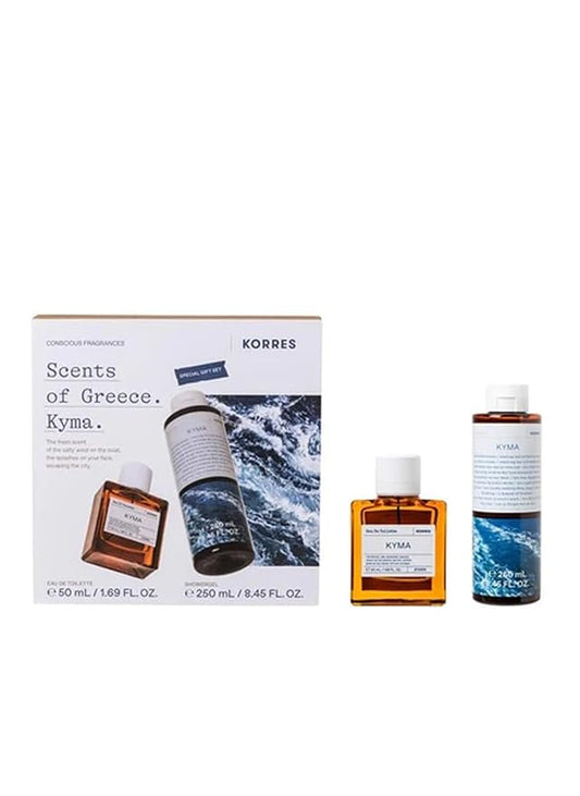 KORRES Kyma Eau De Toilette 1.69 Fl Oz & Shower Gel 8.45 Fl Oz Set, Marine Citrus Scent, Clean Formulas with Aloe & Marshmallow Root Extract, Unisex Body Care, Vegetarian, Cruelty Free, Made in Greece