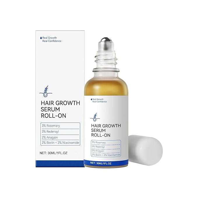 30ml Hair Growth Serum Roll-On for Thinning Hair – Stimulates Follicles, Strengthens Roots & Boosts Density with Rosemary & Biotin – Non-Greasy Scalp Treatment for Men and Women