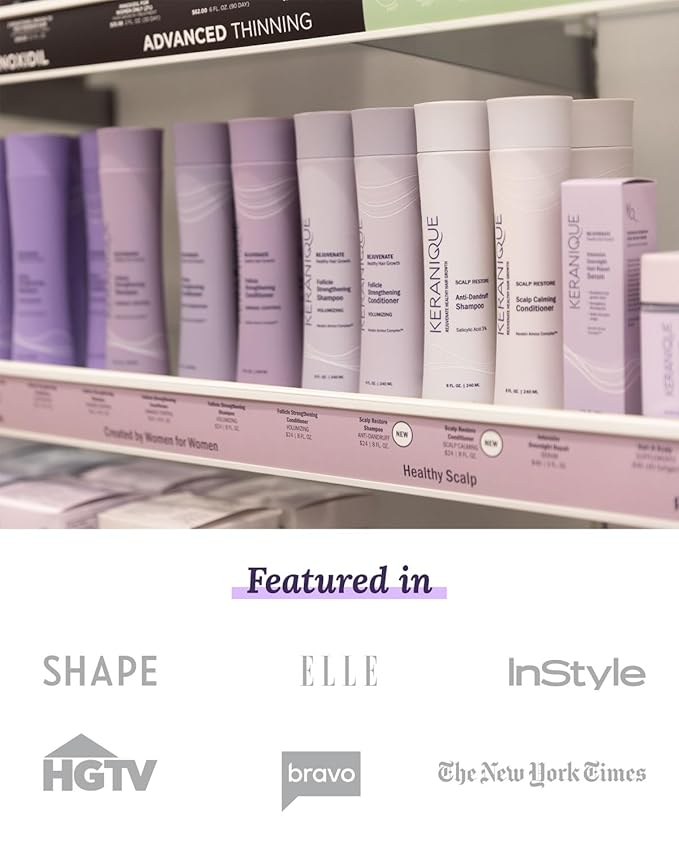 Keranique Shampoo for Dry, Damaged Hair - Keratin-Infused, Sulfate-Free, Anti-Hairfall Control, Deep Repair