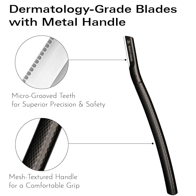 Eyebrow Razor with 6 Blades & Travel Case – Face Razors for Women & Men, Eyebrow Trimmer Shaper with Precision Cover, Facial Shaver & Dermaplaning Tool for Smooth Skin - Gift Idea - Black