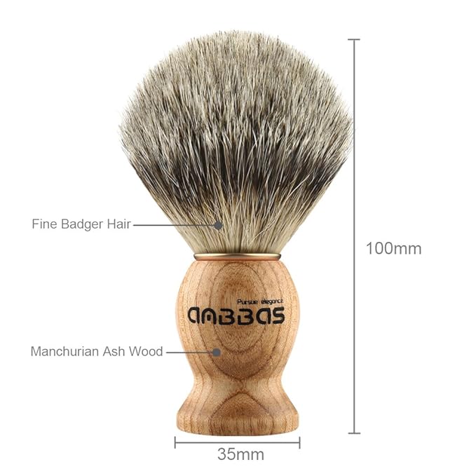 Anbbas Shaving Brush, Handmade Pure Badger Hair Brush with Natural Manchurian Ash Wood Handle for Men Traditional Wet Shaving