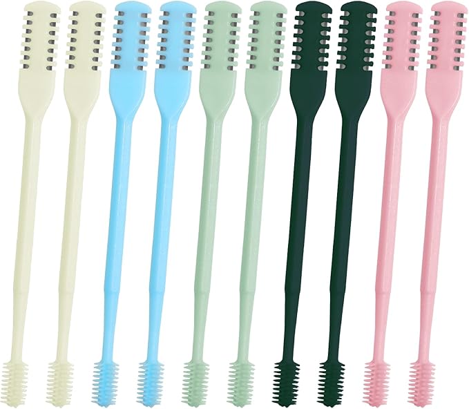 2-in-1 Nasal Hair Cutter,10 PCS Upgrade Double Sided Nose Hair Knife,Nasal Hair Cutter for Men Women, Soft Cleaning Brush Box Package (Multicolor)