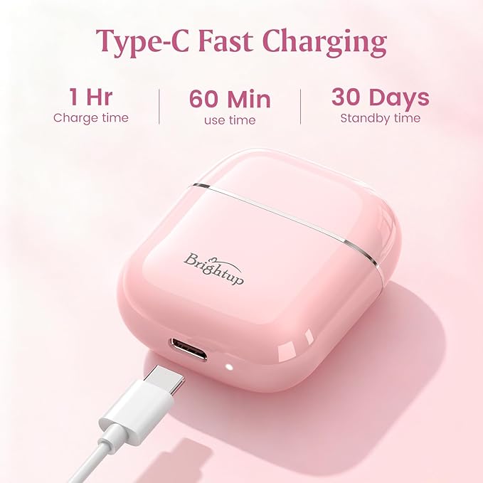 Brightup Facial Hair Remover for Women - Painless Electric Face Shaver for Peach Fuzz on Lip & Chin, USB-C Rechargeable & Waterproof, Mini Size Portable for Smooth Skin On-The-Go (Pink)
