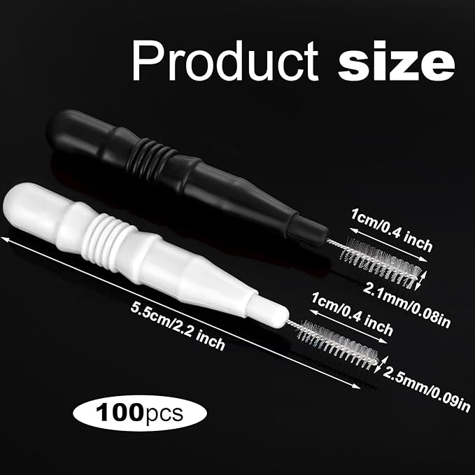 BBTO 100 Pcs Braces Dental Brush Flosser for Cleaner Interdental Brush Toothpick Tooth Flossing Head Oral Dental Toothpick Cleaners Cleaning Tool (Black, White)