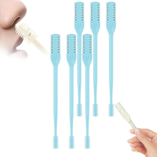 2-in-1 Nasal Hair Cutter, 360° Rotating Double Sided Nose Hair Removal Tool Mini Noses Hairs Removers Tools Nose Hair Clipper with Ear Picker for Women and Men (Blue, 6pcs)