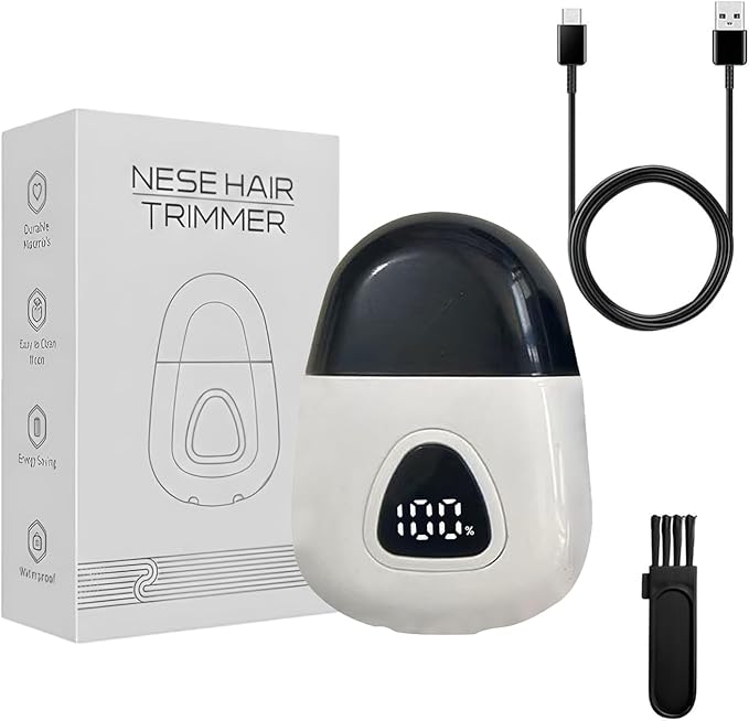 Nose Hair Trimmer for Men Women - Electric Nose Hair Clipper with Replaceable Stainless Steel Blade, Powerful Motor, Wet/Dry Use, Portable USB Rechargeable Design | White