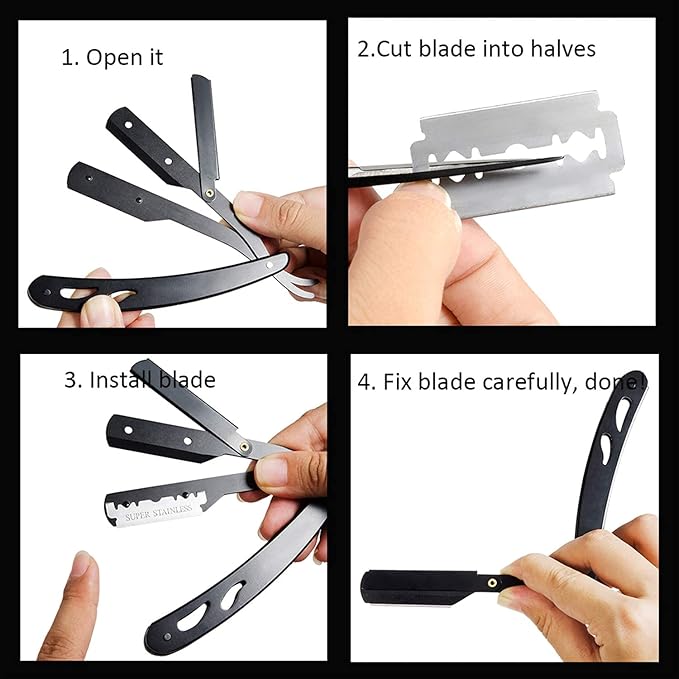Barber Straight Razor Kit Durable Barber Straight Edge Razor Kit with 10 Double Edge Straight Razor Blades,Shaving Bowl and Stand,Shaving Brush with Wood Handle,Shaving Kit for Men