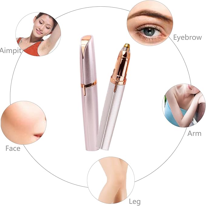 USB Rechargeable Portable Electric Eyebrow Trimmer Pen for Women, Painless Precision Hair Remover, Safe Shaver Razor Tool for Face, Leg, Lip, Armpit, Hand (Rose Gold)