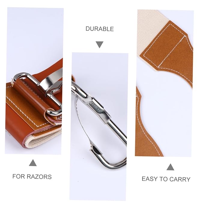Double-Layer Cowhide Leather Razor Strop Sharpening Strap for Barbers 2-Piece Adjustable Polishing Cloth Suitable for Straight Razors and Blades