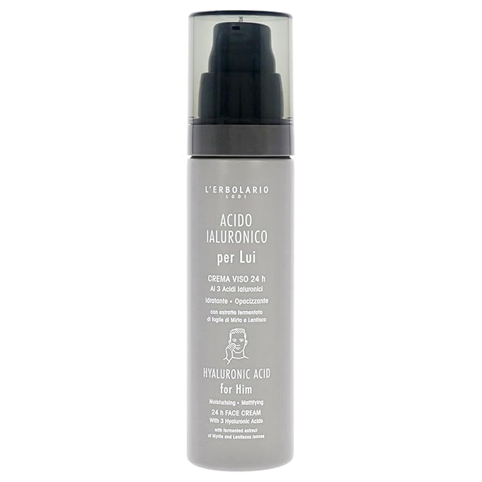 LErbolario Hyaluronic Acid Moisturisin Mattifying Face Cream for Men - 1.6 oz Cream