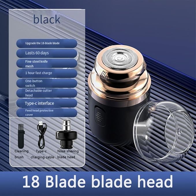 Mini Electric Travel Shaver for MenRechargeable Rotary Shaver WashablePocket Size Shaving Razor PortableClose Shave Beard Trimmer Wet & DryRotary Electrical Shave (Black)