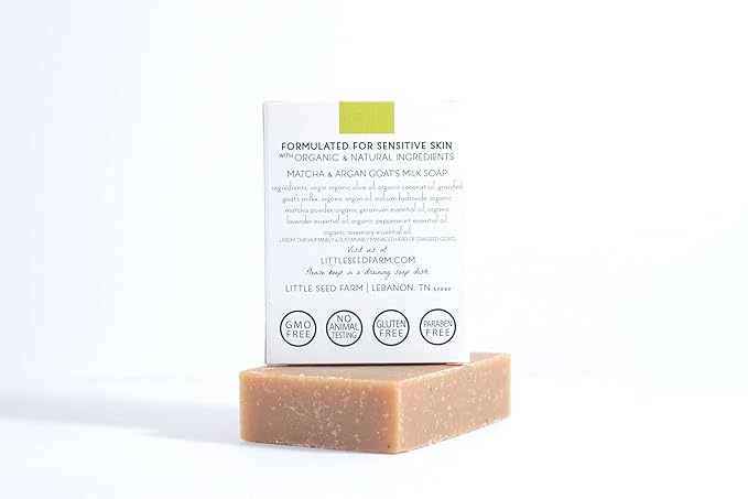Little Seed Farm Organic Goat’s Milk Soap – 3 Pack of Matcha & Argan Facial and Body Bars– Natural, Handmade, Cruelty Free – Calming and Hydrating for Dry, Mature and Combination Skin, Net Wt. 4.75oz