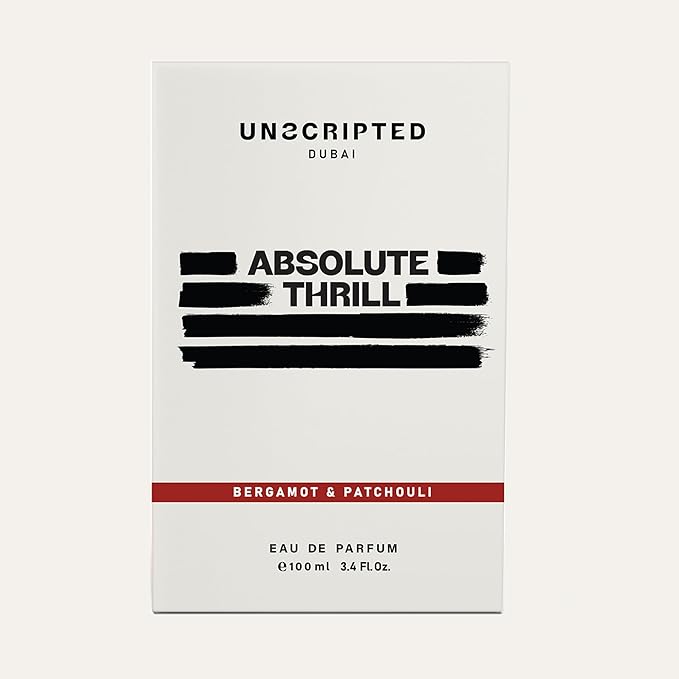 Unscripted Absolute Thrill - Bold and Unique Perfume for Men - Long-Lasting Men Perfume with Bergamot, Patchouli, Blackcurrant and Ginger - 3.4 oz