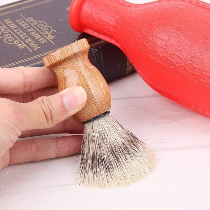 1Pc Brown Badger Hair Men's Shaving Brush Barber Salon Beard Cleaning Comfortable and Environmentally Shaving Brushes,Men's