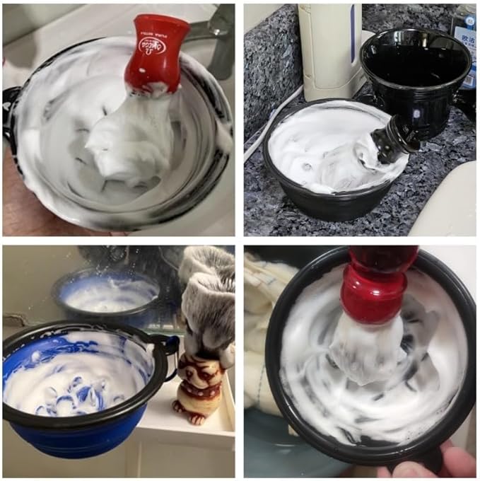 Foldable Shaving Bowl, Silicone Shaving Soap Bowl for Shave Cream Soap, Shaving Cup for Wet Shave for Men Easy to Carry
