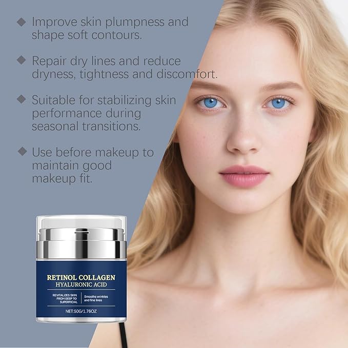 Retinol Face Cream, Collagen Neck Cream for Firming and Lifting, Anti-Wrinkle and Fine Line Reduction, Suitable for Men and Women, Instant Facial Lift Wrinkle Cream, Renew and Protect Your Skin 1.76oz
