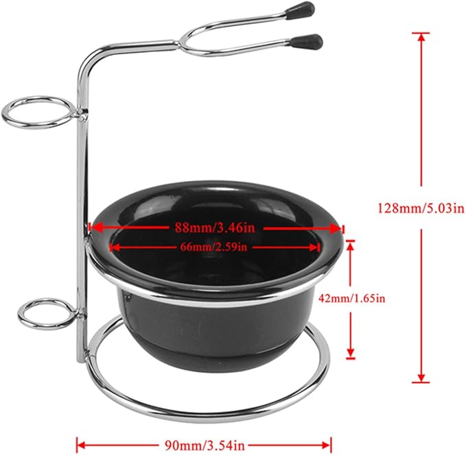 Faleto Stainless Steel Shaving Brush Stand Holder and Soap Bowl Mug Set for Safety Razor Brush